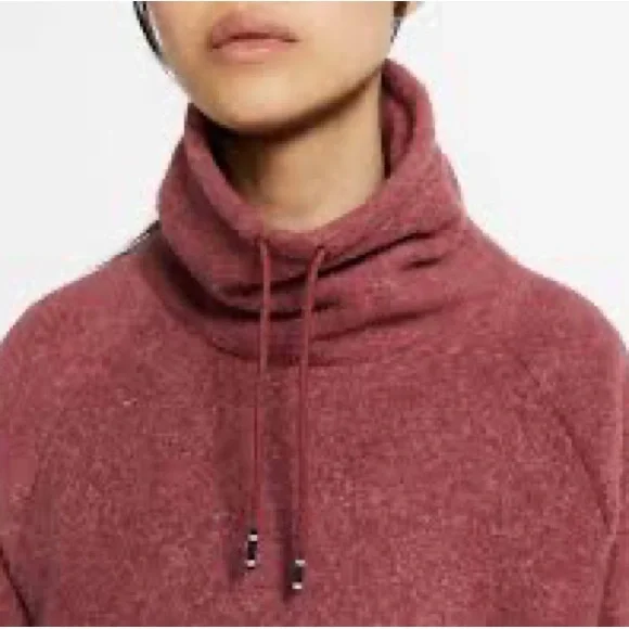 Nike Therma Funnel Neck Sweatshirt Fleece Pullover Large Burgundy Mauve - Picture 4 of 16